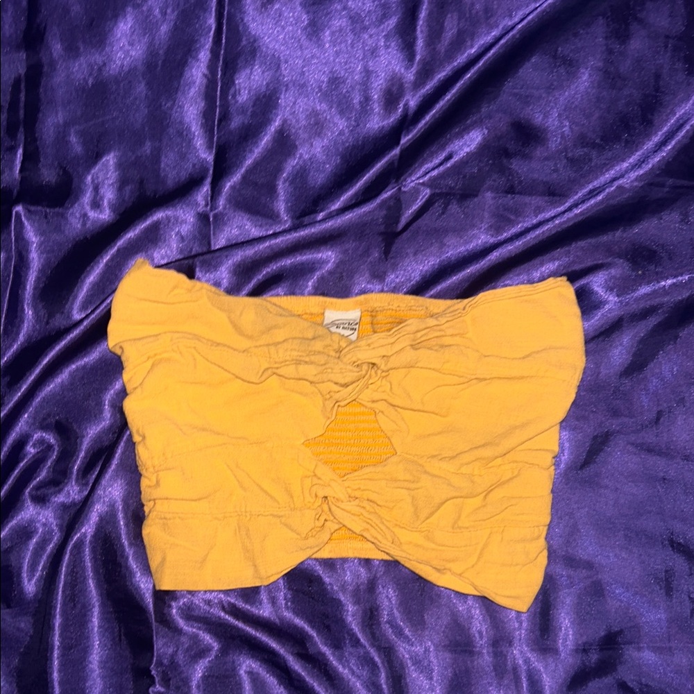 Women’s Orange Strapless Ruched Tube Top
